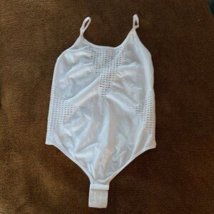 EUC Cotton Candy White Shaping Thong Bodysuit w/ Cutout Detail